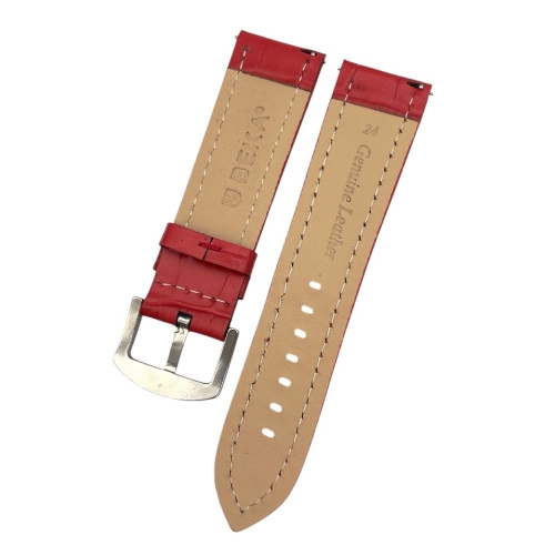 24 mm Spor S Kroko Kırmızı Deri Saat Kordonu